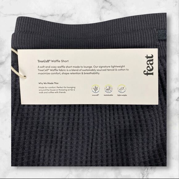 Feat Women’s TreeCell Waffle Shorts Gray Drawstring Size Small NWT - Picture 2 of 13